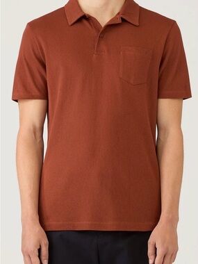 Sunspel Men's Short-Sleeve Riviera Polo Shirt in Rust Brown XL NWT